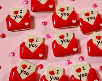 Valentine Envelope Cabochon Craft Supply Set Decoration Love Letter Resin Embellishment Red Heart Romantic Accent Miniature Mail Decor Piece