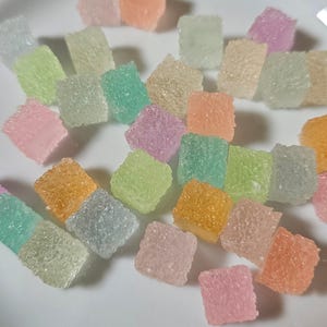 Pastel Color Sugar Cube Cabochons, Miniature Food Charms (Set of 5)