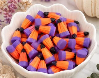 Halloween Fake Candy Corn Cabochons | Orange Purple Black Fake Candy | Faux Halloween Sweets