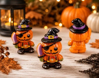 Halloween Pumpkin Pirate Cabochons Set of 3