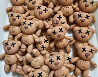 Halloween Teddy Bear Cabochons Slime Charms Craft Set - 5 Spooky DIY Supplies