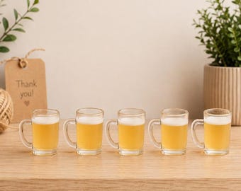 Miniature Beer Mug Set – Dollhouse Accessories – Tiny Beer Glasses set of 5