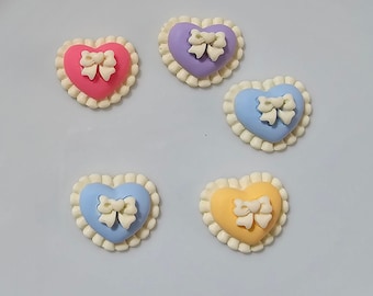 Heart cabochons, Valentine heart cabochons, fake heart chocolates