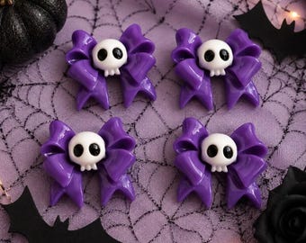 Gothic Skull Bow Charm -Zombie Bow -Halloween Skull Charm -Skeleton Bow Charm -Creepy Cute Bow -Skull Bone- Hair Bow Charm