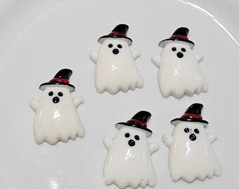 Spooky Ghost Cabochons for Halloween Crafts – Resin Embellishments (Set of 5)