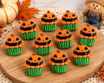 Halloween Pumpkin Cupcake Cabochon,