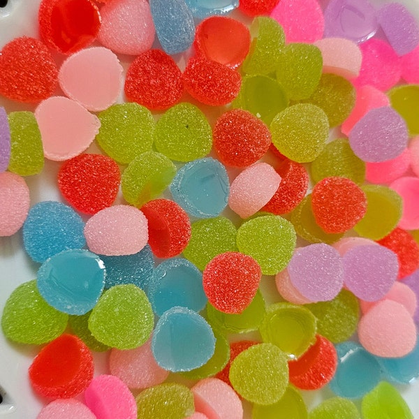 Fake Gumdrops Sugar Coated Candy Multi Color Charms Candies Flatback Cabochons Faux Food Slime Supplies Gum Drops