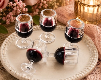 Miniature Wine Glasses Set of 2 Dollhouse Wine Glasses
