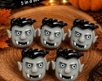 Vampire Flatback Cabochons – Set of 5 – Halloween Resin Embellishments