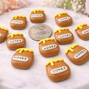 Honey Jar Cabochons: Bee Embellishments, Scrapbooking Charms - Set of 5
