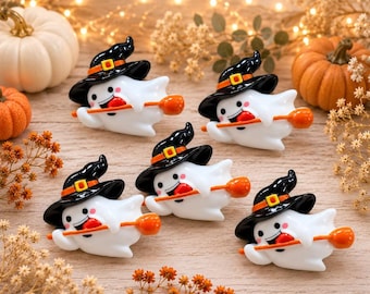 Halloween  Ghost Witch Flatback Cabochons Set of 5