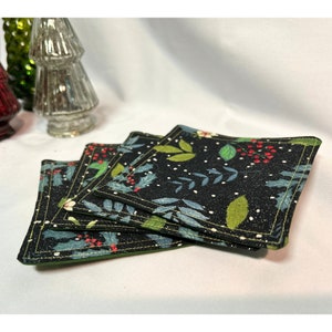 Fabric Coasters Christmas, Set of 4, Christmas Coasters, Coaster Set, Fabric Coaster Set, Coffee Coaster