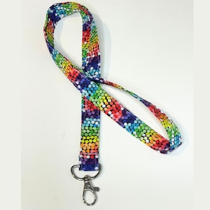 Fabric Lanyard, Lanyard for Teachers, Rainbow Lanyard, Lanyard for Keys, Lanyard Nurse