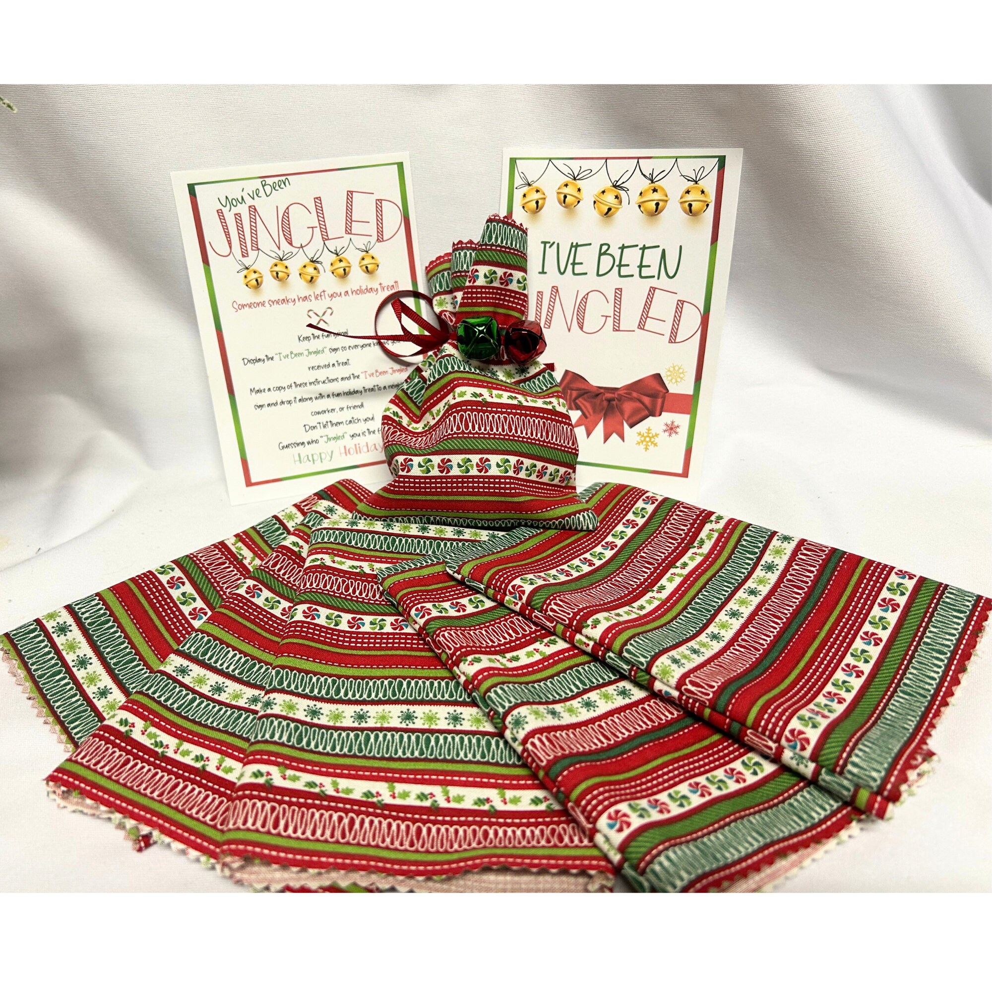 Christmas Gift Bags Reusable, Fabric Gift Bag, You've Been Jingled Holiday Game, Secret Santa, Reusable Gift Bag