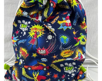 Cute Backpack, Kids' Drawstring Bag, Drawstring Bag, Handmade Drawstring Bag, Drawstring Backpack, Kids Backpack, Toddler Backpack
