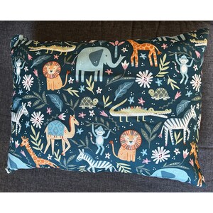 Colorful Kids Pillow, Travel Pillow, Toddler Pillow, Cute Safari Animal Theme