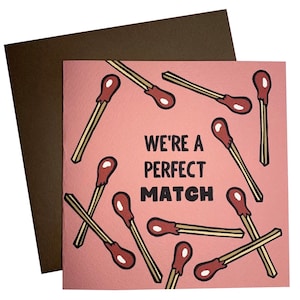 Perfect Match Love card, Valentijnsdag kaart, roze kaart, roze wenskaart, vierkante kaart, blanco kaart, gepersonaliseerde kaart, liefdeskaarten, grappige kaarten