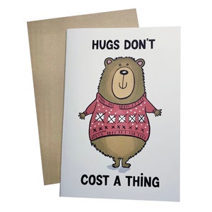 Tarjeta de felicitación Bear Hug, tarjeta de parodia, tarjeta de amor, tarjeta en blanco, tarjeta personalizada, tarjeta de felicitación divertida, tarjeta de felicitación de abrazo, tarjeta feliz