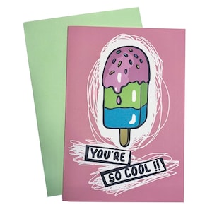 Tarjeta de polo de hielo, tarjeta de parodia, tarjeta de amor, tarjeta en blanco, tarjeta personalizada, tarjeta de verano divertida, tarjeta de felicitación rosa, tarjeta feliz