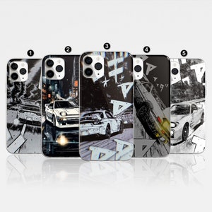 JDM-telefoonhoesje Initial D Japanse autohoes geschikt voor iPhone 15 Pro Max, 14, 13, 12, 11, XR, 8+, 7 en Samsung S23, S22, A14, A54