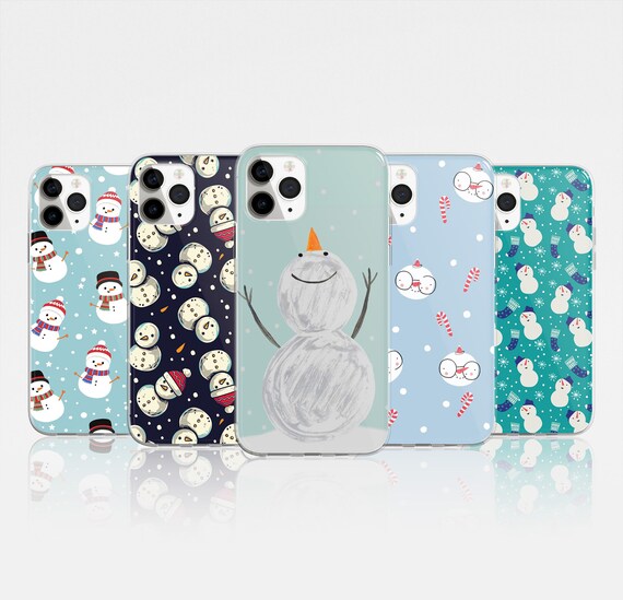Xmas Phone Case Cute Snowman Cover fit for iPhone 15 Pro Max, 14, 13, 12, 11, XR, 8+, 7 & Samsung S23, S22, A14, A54