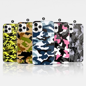 Camo Phone Case Army Camouflage Cover for iPhone 15 Pro Max, 14, 13, 12, 11, XR, 8+, 7 & Samsung S23, S22, A14, A54