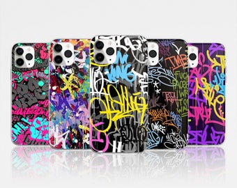 Coque de portable graffiti colorée pour iPhone 15 Pro Max, 14, 13, 12, 11, XR, 8+, 7 et Samsung S23, S22, A14, A54