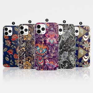 Batik Art Handyhülle Abstrakt Cover für iPhone 15 Pro Max, 14, 13, 12, 11, XR, 8+, 7 & Samsung S23, S22, A14, A54