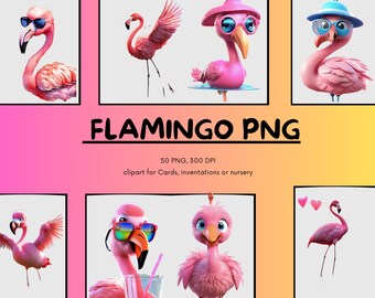 Flamingo PNG - Bundle for clipart - Watercolor Flamingo Instant Download, flamingo sticker, flamingo art, flamingo wallpaper