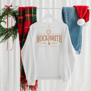 Gildan 18000 White Sweatshirt Back Mockup | G180 White Crewneck Mockup | Clothing Mockup | Cozy Trendy Christmas Holiday Aesthetic Sweater