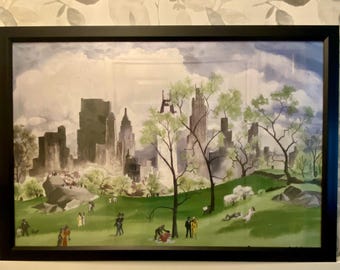Primavera a Central Park - Adolph Dehn, stampa incorniciata. 32,25" x 22,25". Orizzontale. Disponibile con o senza cornice (sconto per la versione senza cornice)! MMOA