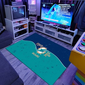 Miami Dolphins Rug, NFL Rug, American Football Rug, Christmas Gift Rug, Home Decor Rug, Gift Rug, Custom Rug, Area Rug, Sports Rug
