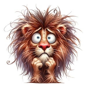 Scared Lion Sticker | Funny Animal Cartoon Wall Decal | Witty Lion Car Sticker | Humorous Animal Motif for Kids' Rooms