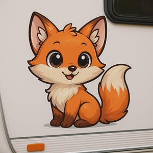 Adesivo volpe anime con grandi occhi Adesivo divertente per roulotte o camper regalo personalizzabile per gli appassionati di animali manga per esterni