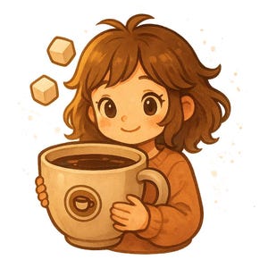 Coffee Girl Sticker | Sora Style Anime Girl mit XXL Kaffeebecher | Kawaii Kaffee Aufkleber | Barista Nerd Design