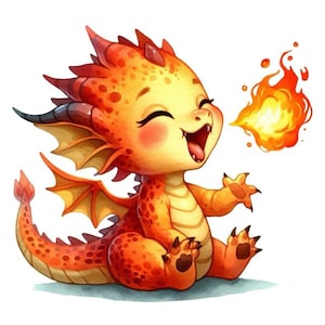 Naklejka Cute Baby Dragon – Fantasy Wall Decal & Car Sticker