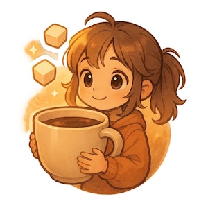 Adesivo Ragazza del Caffè | Tazza da caffè XXL con ragazza anime in stile Sora | Adesivi kawaii per il caffè | Barista Nerd Design