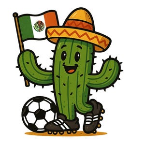 Cactus con bandiera messicana, sombrero e scarpini da calcio – Adesivo Coppa del Mondo 2026 – Adesivo divertente per auto – Resistente alle intemperie – Regalo per i tifosi della Coppa del Mondo