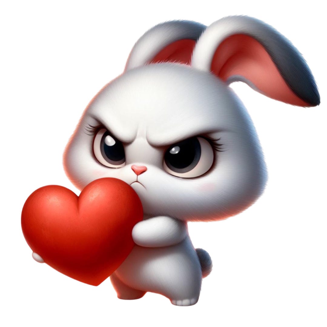 5X Funny Grumpy Rabbit Stickers, Humorous Bunny Stickers, Animal Motif ...