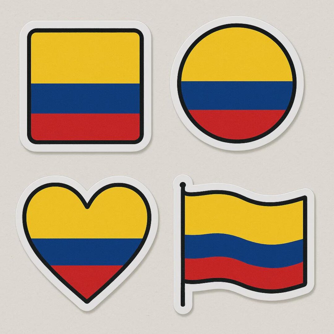 Colombia Flag 4 Sticker Set Sticker in National Colors for Car Laptop ...