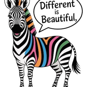 Zebra-sticker 'Anders is Mooi' | Muursticker voor auto en laptop met 'Inclusie en Diversiteit'