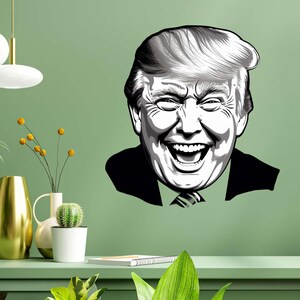 Laughing cartoon portrait sticker – satirical face as wall decal & car sticker