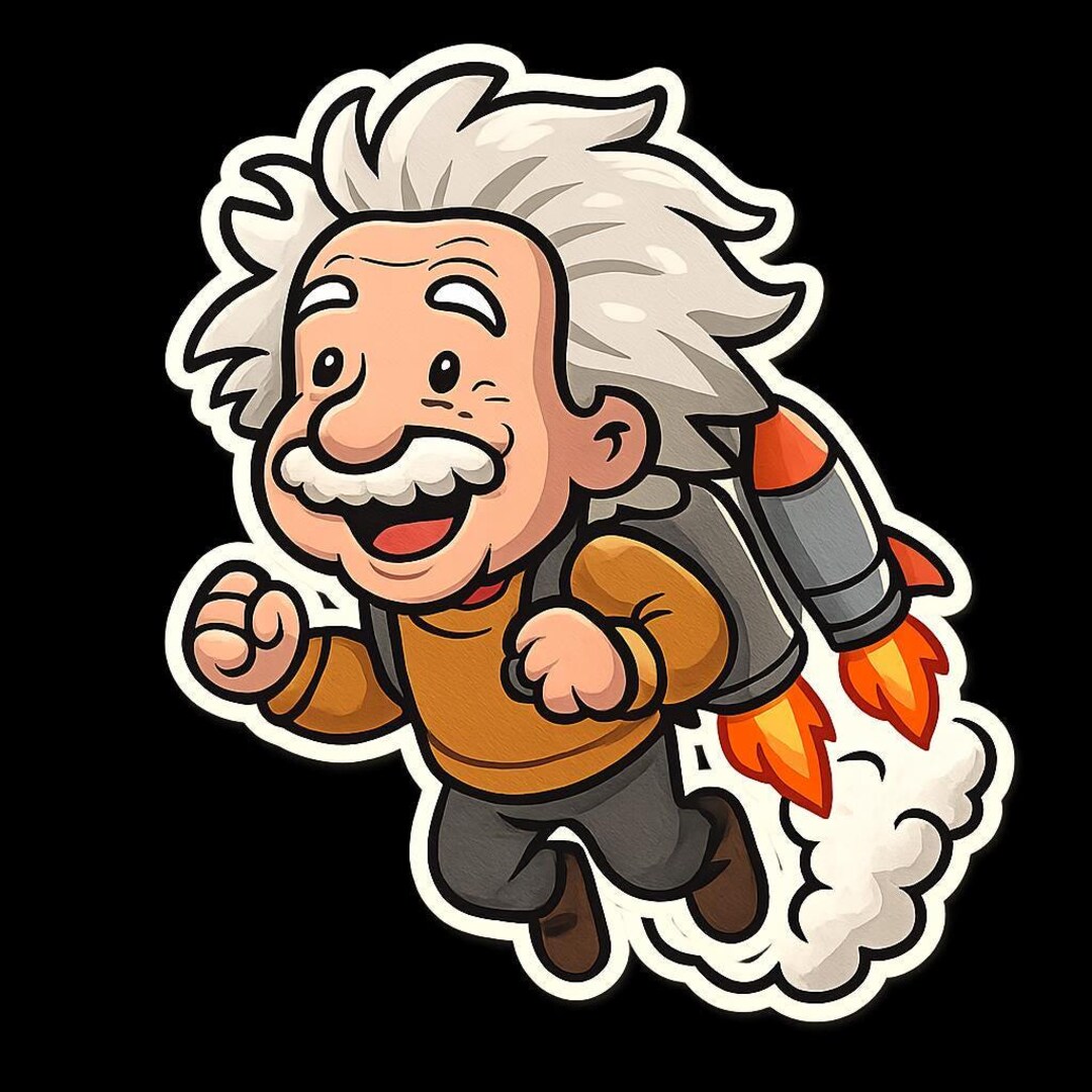 Einstein With Jetpack Sticker – Funny Car Sticker – Weatherproof ...