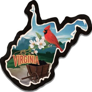 Pegatina de Virginia, pegatina del estado de EE. UU., recuerdo de viaje de Virginia, pegatina para coche con el mapa de EE. UU.