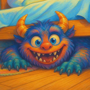 Funny Monster Wall Sticker Under the Bed – Kids Room Decoration – Colorful Cartoon Monster for Boys & Girls