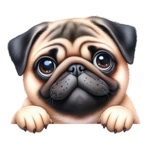 Cute Pug Sticker | Funny Dog Car Decal | Cartoon Pug Wall Decal for Animal Lovers | Dog Motif Decoration for Car, Laptop