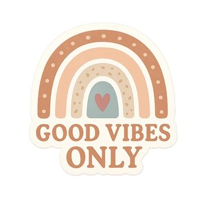 Adesivi arcobaleno Boho – Solo buone vibrazioni – Adesivi pastello per diario, telefono, laptop, idea regalo