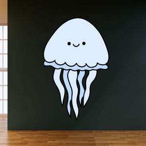 Pegatina de pared de medusas lindas, decoración de pared de medusas de dibujos animados, pegatina de pared de criaturas marinas, pegatina de pared de habitación infantil, decoración de criaturas marinas