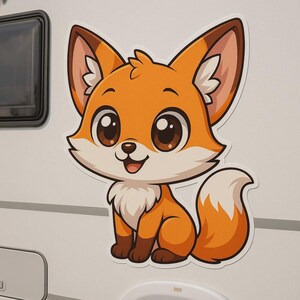 Adesivo volpe anime con grandi occhi Adesivo divertente per roulotte o camper regalo personalizzabile per gli appassionati di animali manga per esterni