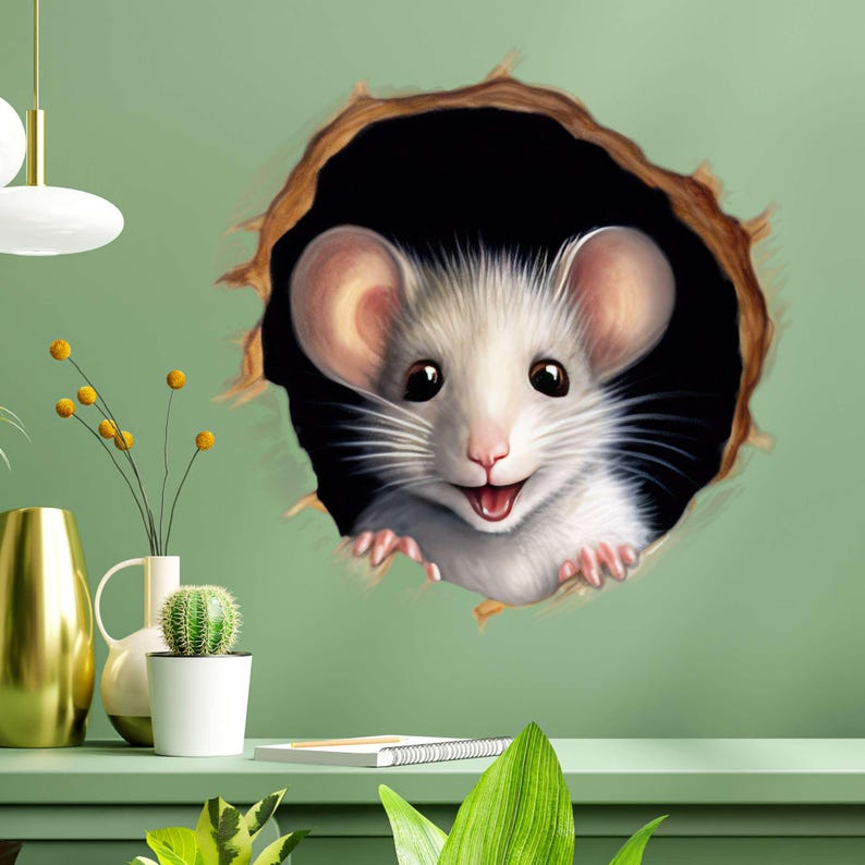 3D Mouse Hole Sticker – Cute Mouse Wall Decal & Car Sticker, Vinyl ...